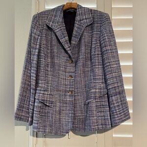ELLEN TRACY - Purple, Blue, Beige and Gray Silk Blazer
